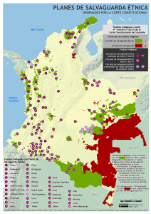 Mapa de los Planes de salvaguarda étnica de la Corte Constitucional de Colombia