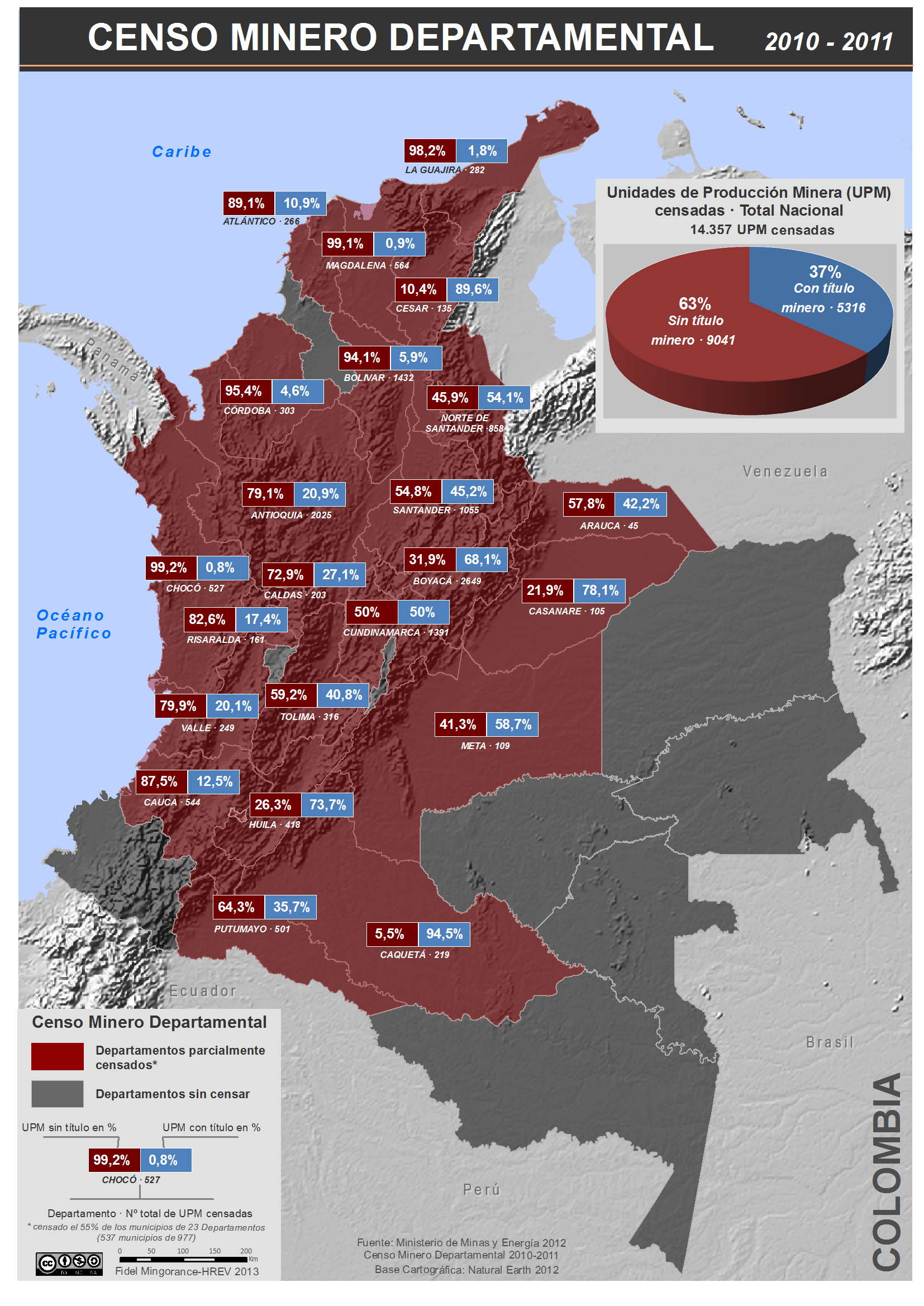 mapa del censo minero departamental colombiano 2010-2011
