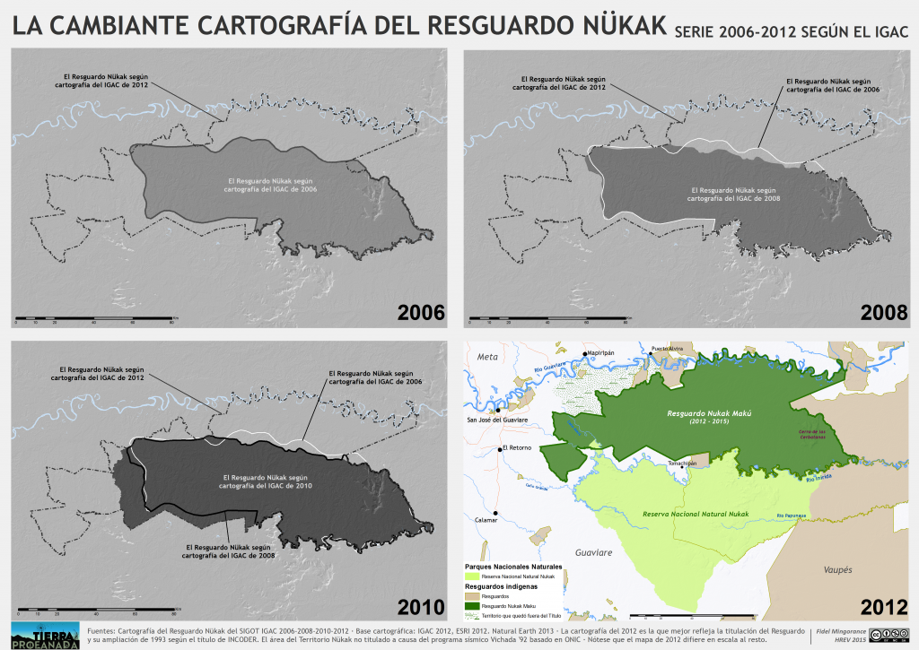 evolución del resguardo Nukak según la cartografía del IGAC 2006-2012