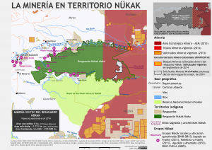 mapa de la minería en territorio nükak en colombia, septiembre de 2014