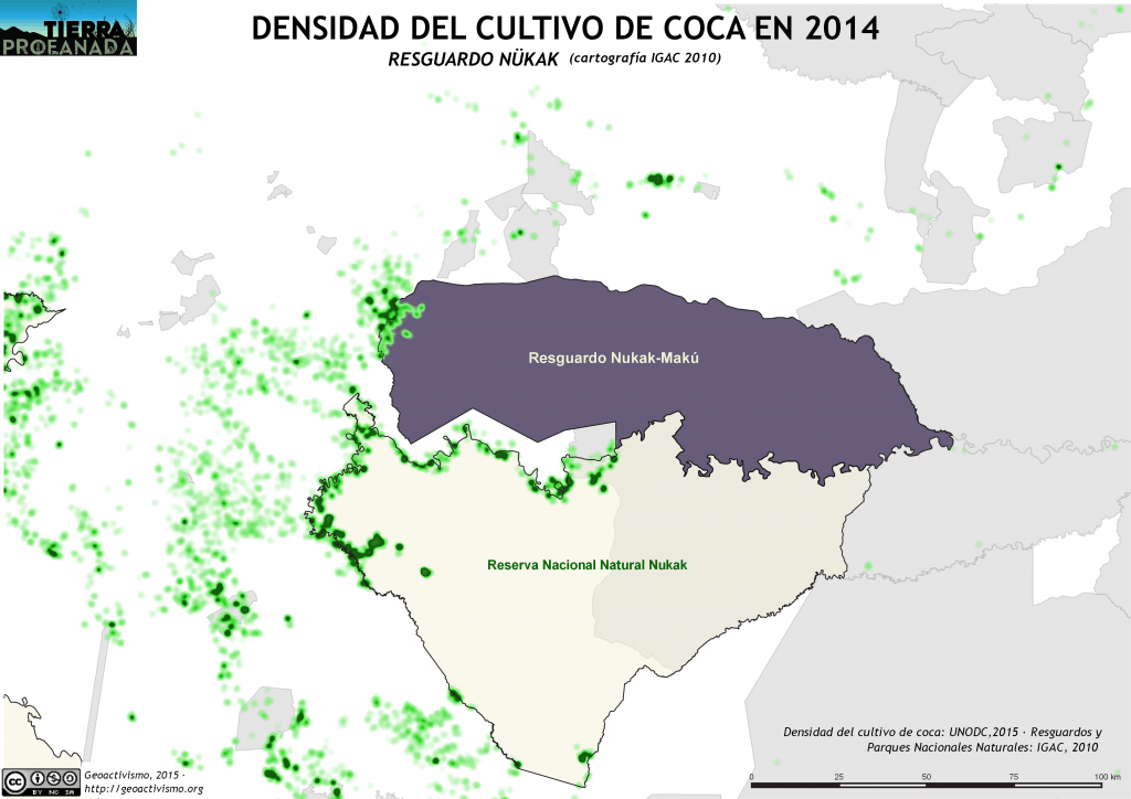 Densidad del cultivo de coca en Resguardo Nukak 2014_10