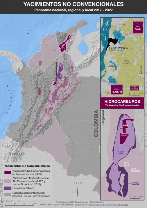 Yacimientos No Convencionales de hidrocarburos en Colombia 2017-2022
