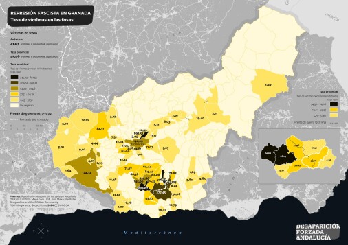 Tasa de víctimas de la represión en fosas de Granada 1930-1950