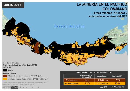 Áreas mineras en el Pacífico colombiano (2011)