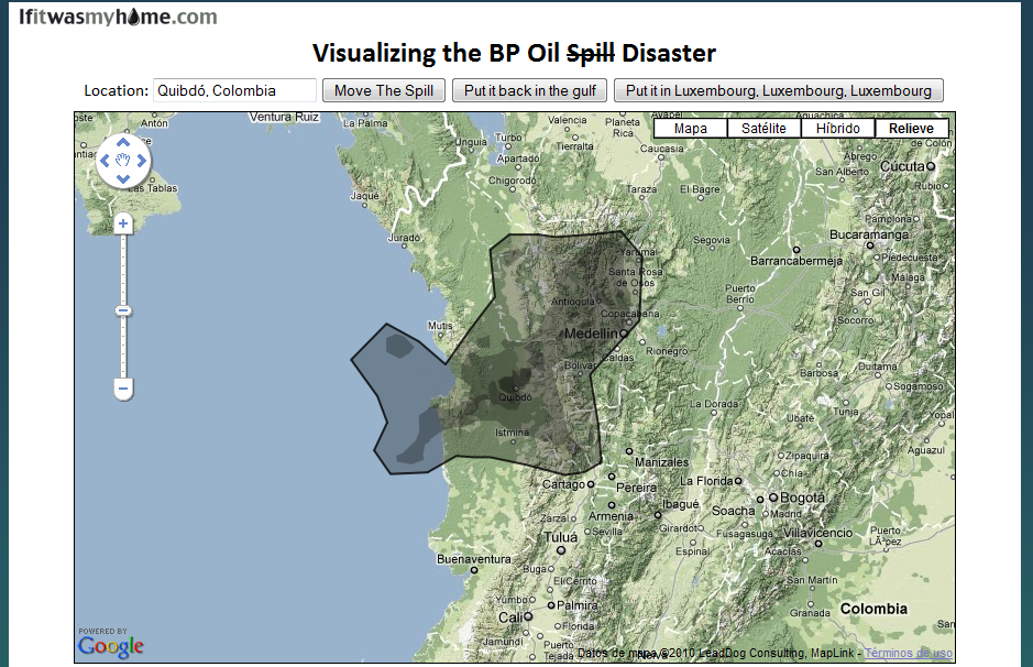 Visualizando el vertido de petróleo de BP… (¿se imaginan si ocurriese en Panamá o en el Chocó?)