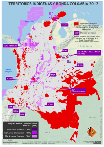 mapa de Territorios Indígenas y Ronda Colombia 2012