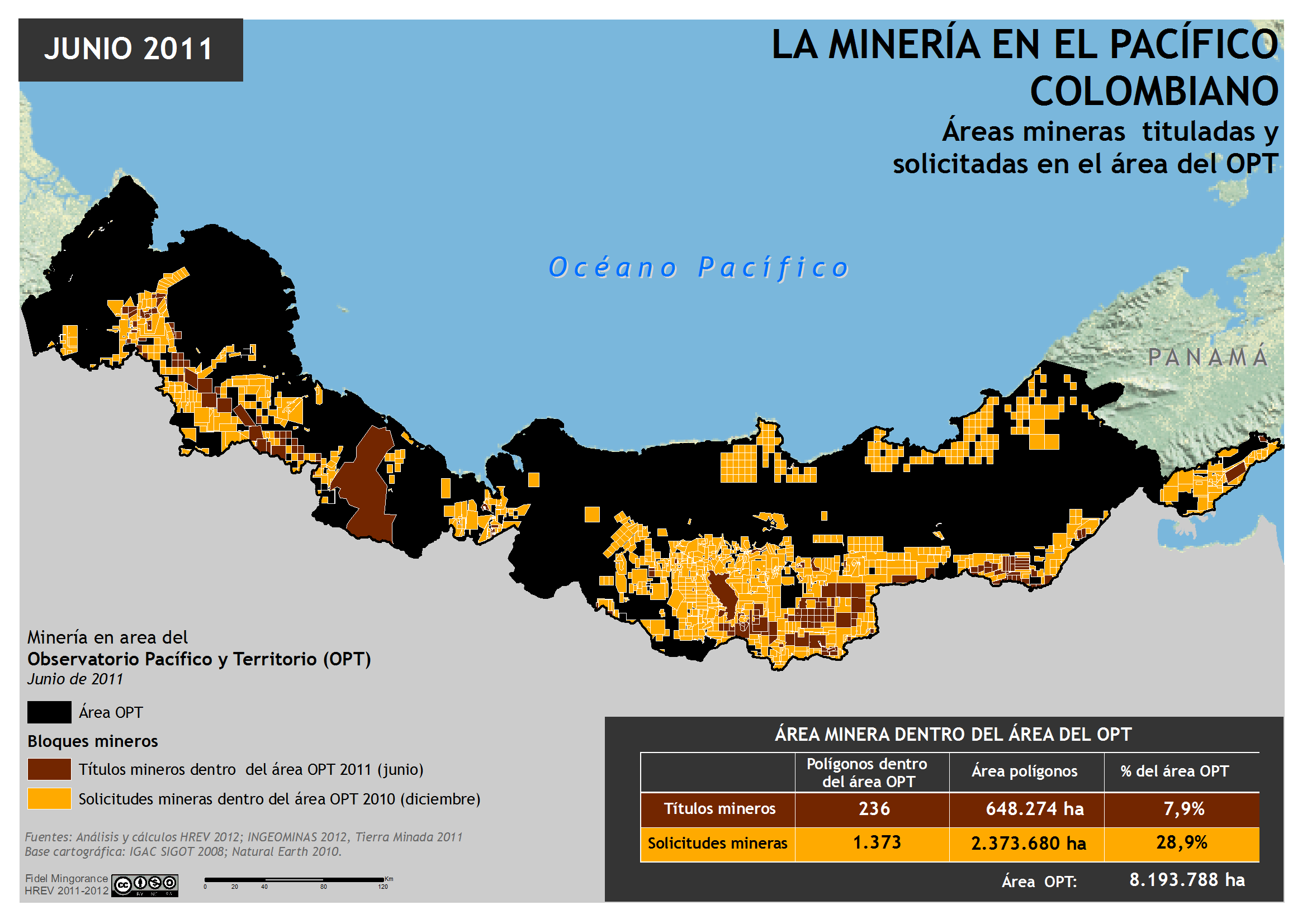 Áreas mineras en el Pacífico colombiano (2011)
