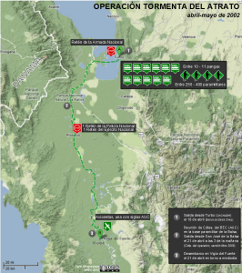 Mapa ruta patramilitar operación Tormenta del Atrato