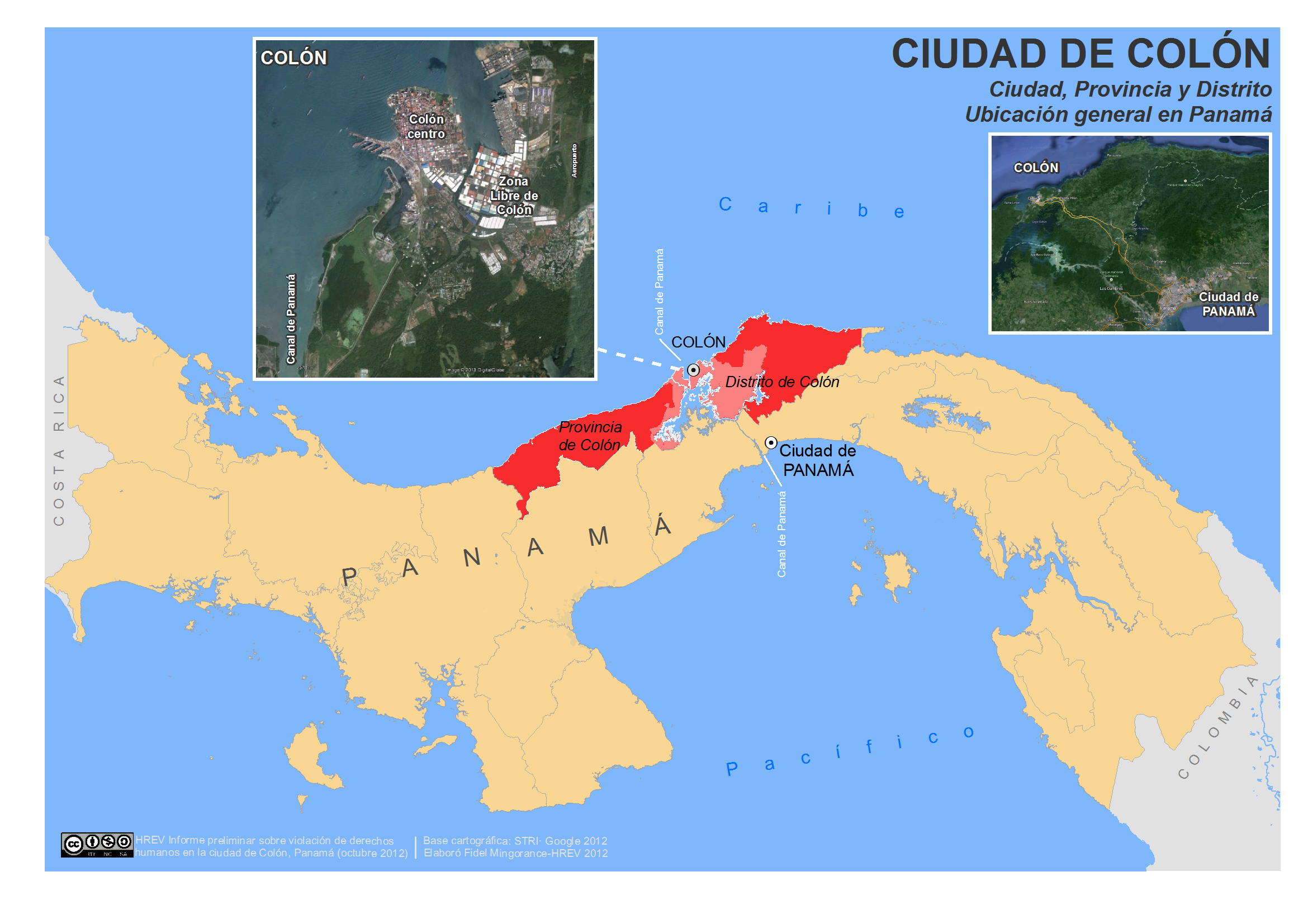 mapa general de ubicación de Colón en Panamá