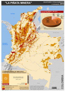 mapa de la piñata minera en Colombia. Títulos mineros agosto 2010
