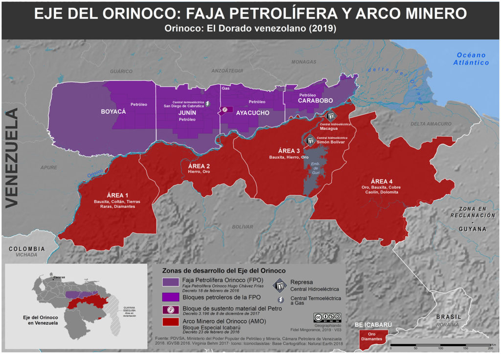Eje del Orinoco Faja petrolifera y Arco minero