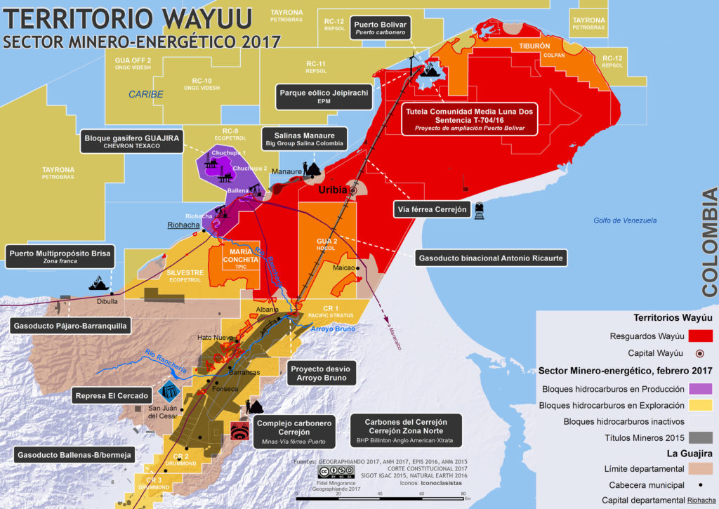 Territorios WAYUU y proyectos minero-energeticos (2017)