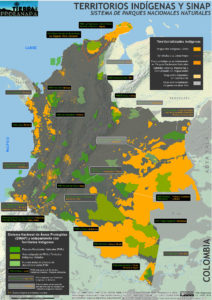 Territorios indigenas y solapamiento sistema nacional ambiental 2016