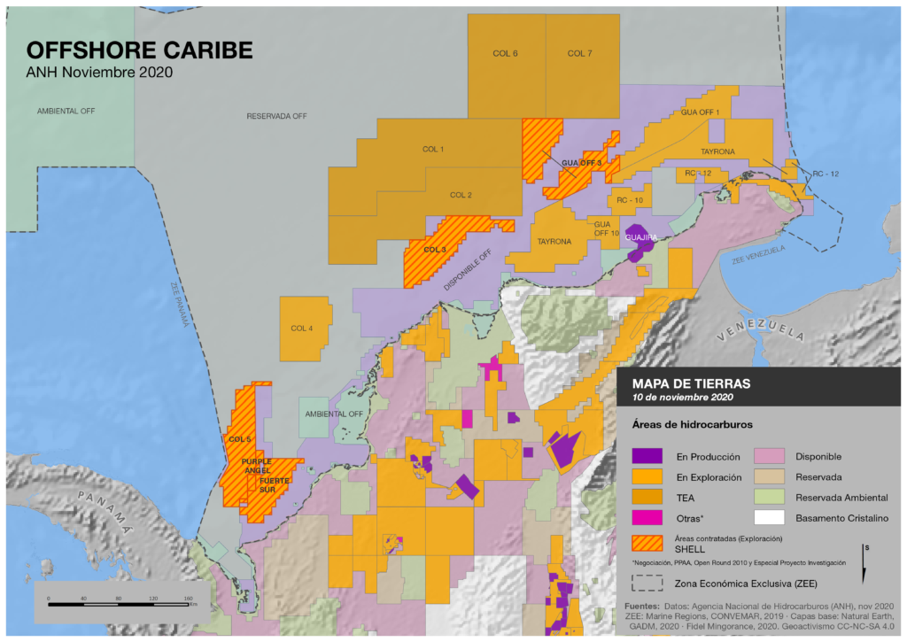 Hidrocarburos offshore Caribe 2020