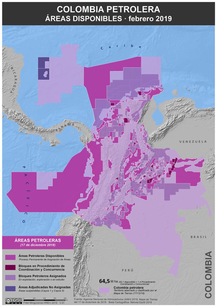Areas petroleras disponibles en febrero de 2019