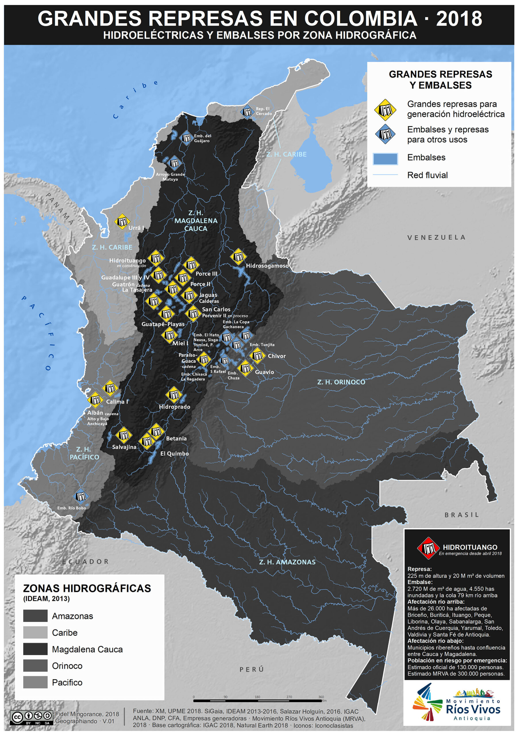 Grandes represas en Colombia (2018)