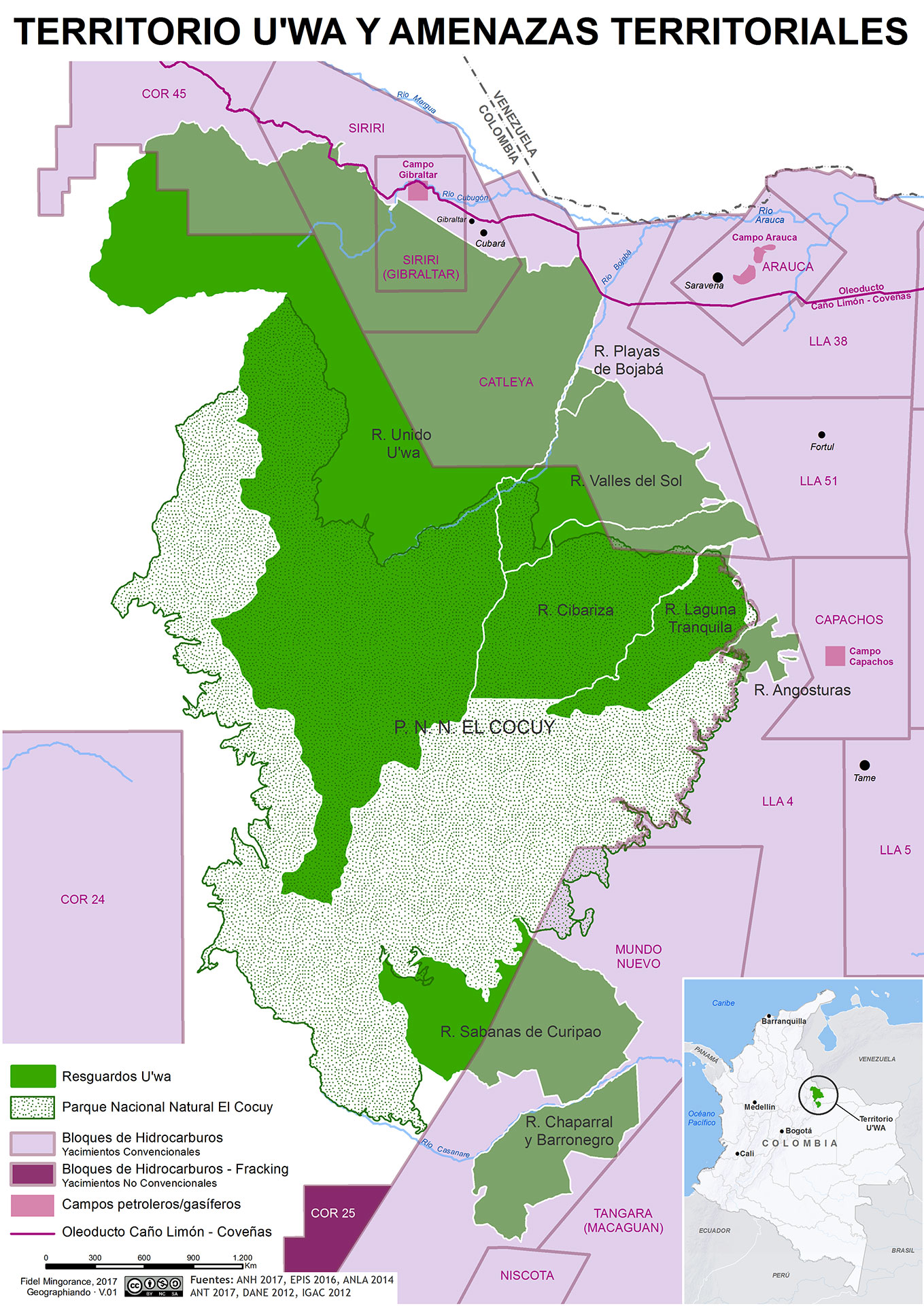 Territorio U'WA y bloques de hidrocarburos (2017)