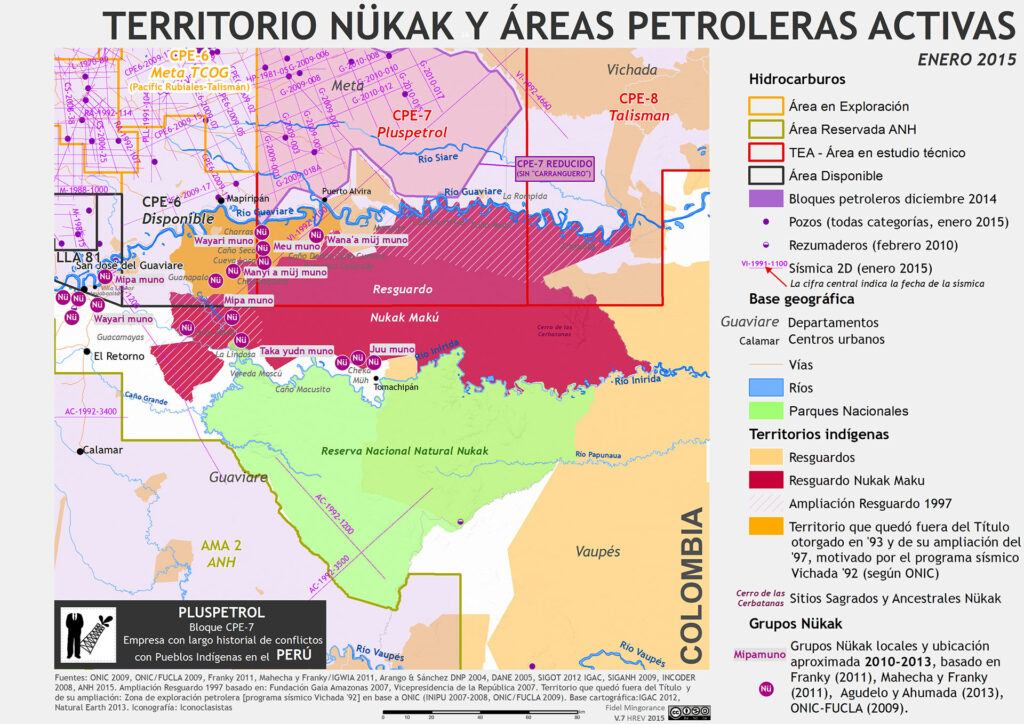 Areas petroleras activas e histórico de exploración sísmica (enero 2015)