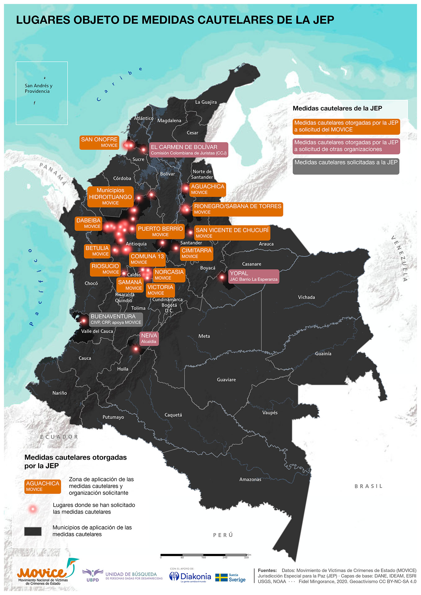 LUGARES OBJETO DE MEDIDAS CAUTELARES DE LA JEP 2020