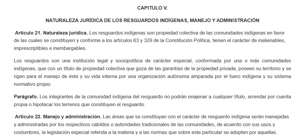 naturaleza juridica resguardos indigenas