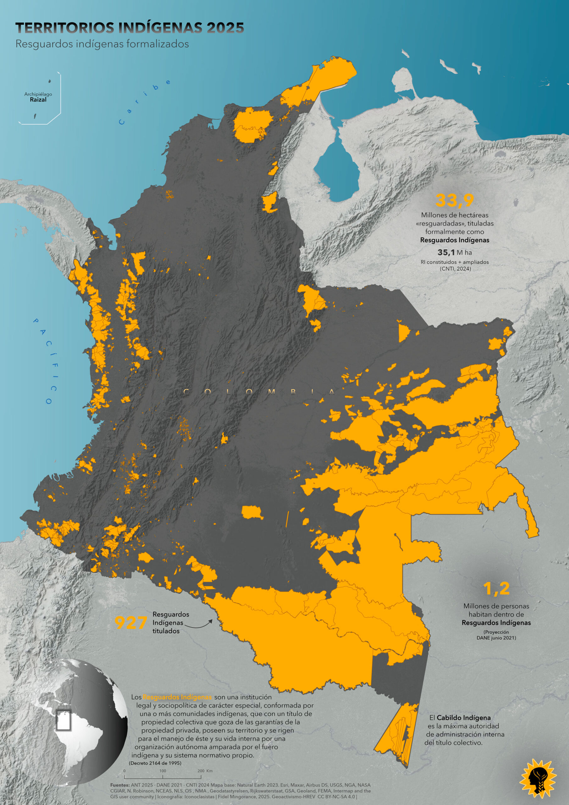 mapa de los resguardos indigenas en colombia en 2025