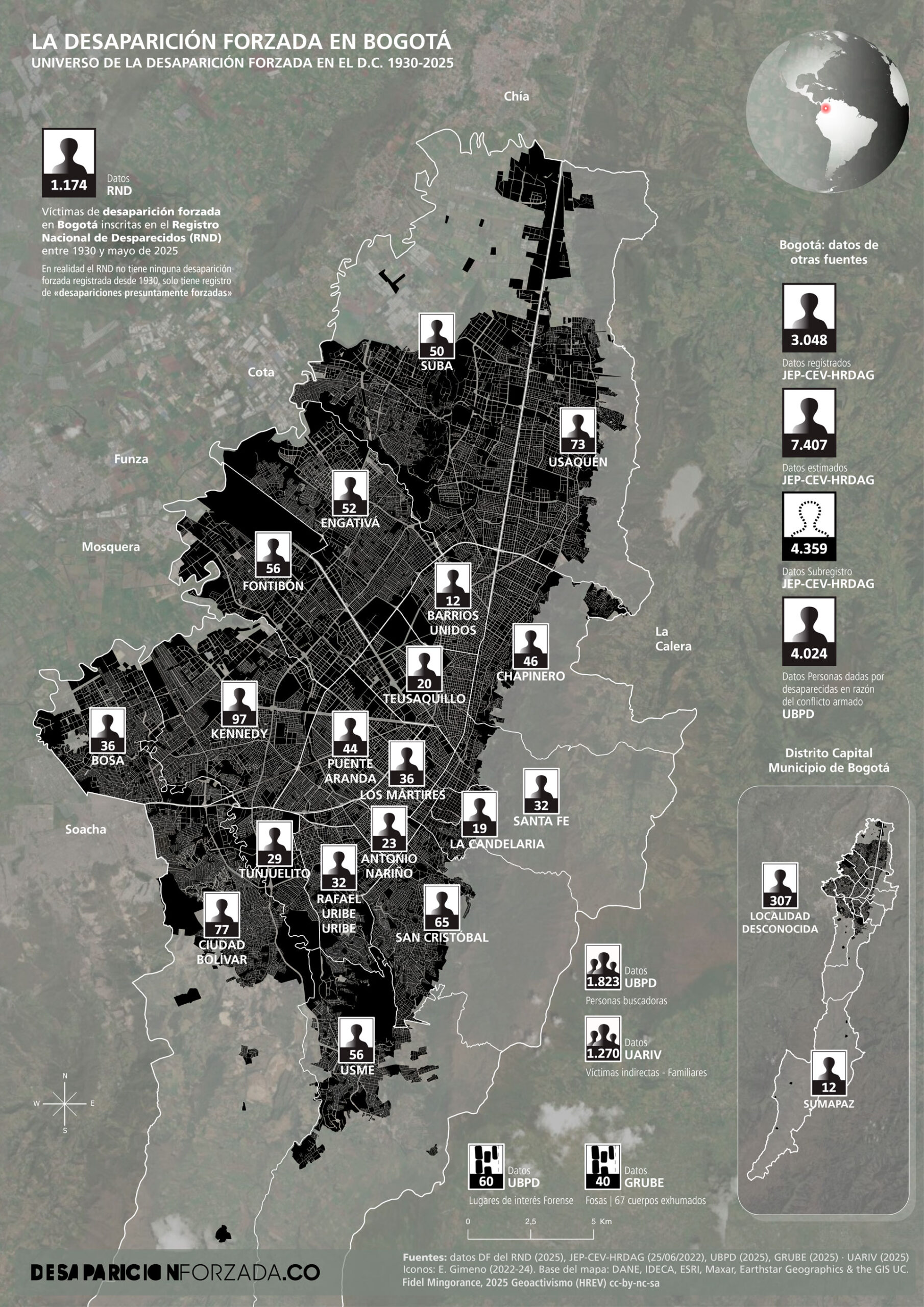 El mapa de la desaparición forzada en Bogotá